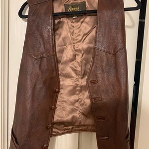 Vintage Genuine Leather David James 2 pocket vest